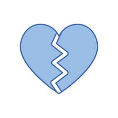 Blue Line  Broken Heart vector icon