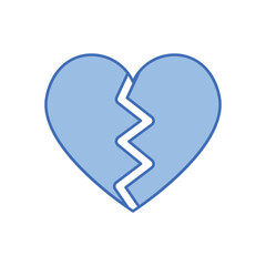 Blue Line  Broken Heart vector icon