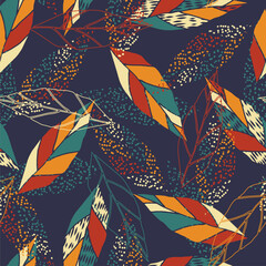 Seamless abstract leaves pattern. Vector Illustration. Autumn mood