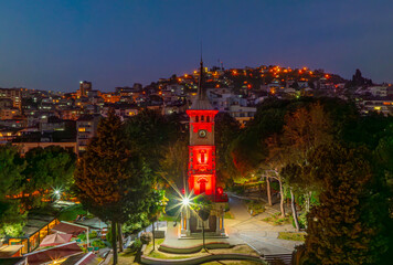 night view from historical izmit clock tower	