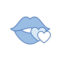 Blue Line  Lip kiss vector icon