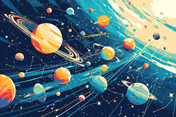 Wonderful scene of colorful universe abstract concept illustration