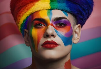 LGBT colors, painted face