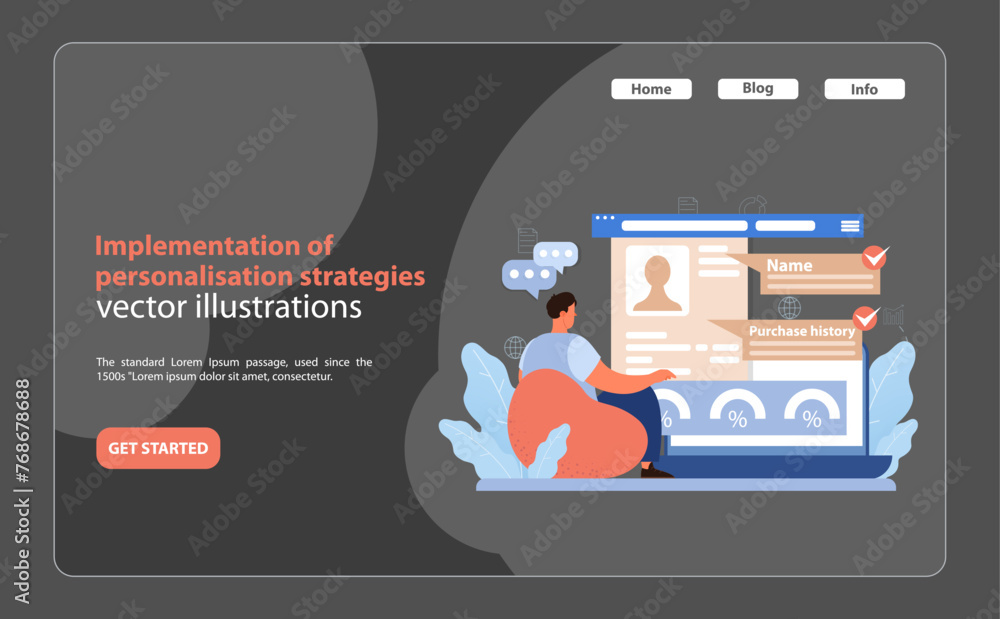 Poster personalization strategy implementation. marketer optimizing customer profiles for targeted experien