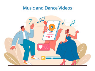 Music and Dance Videos concept. Expression through rhythm and movement.