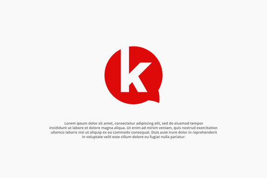 letter k and red chat icon logo