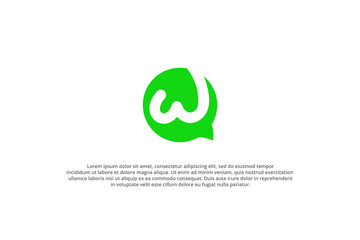 letter w and green chat icon logo