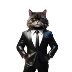 black cat in a suit PNG