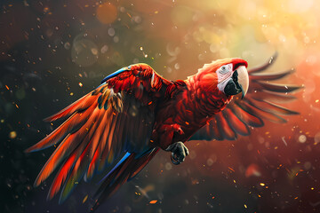 A hand-drawn illustration of a wind parrot - obrazy, fototapety, plakaty