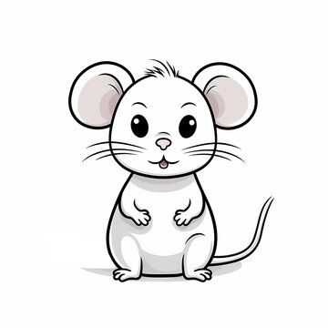 Cute mouse for kids colouring book page