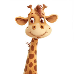 Obraz premium Cute Funny Cartoon Giraffe, Illustration for Children Book, Generative AI