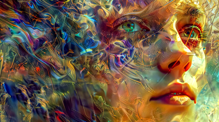 Surreal digital portrait with vibrant hues