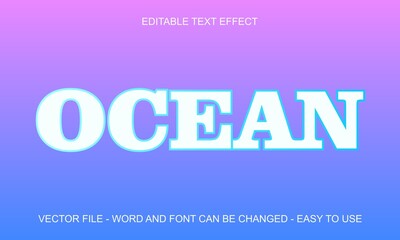 Editable text effect ocean 3d style