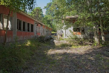 Old abandoned building on the island of Jussarö in summer, Raasepori, Finland.
