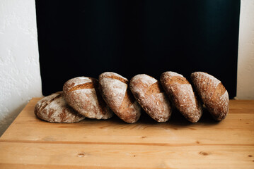 six loaves of homemade black bread