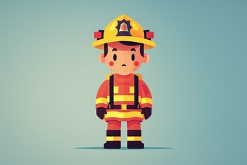 a firefighter on an blue monochrome background 