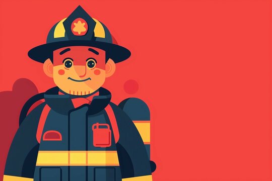 a firefighter on an red monochrome background 