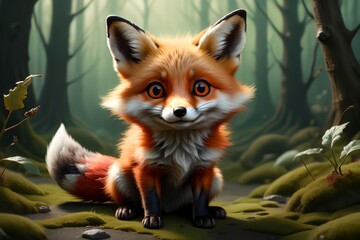 Fototapeta premium cute fox in habitat.