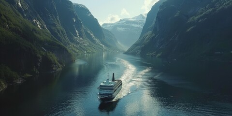 Geirangerfjord Fjord Landscapes - obrazy, fototapety, plakaty