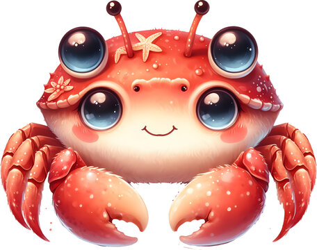 recommend clip art: watercolor crab. Sea crab watercolor illustration. Hand drawn realistic underwater animal element. Beautiful bright ocean crab. Sea shore wildlife and aquarium animal. Isolated on white background