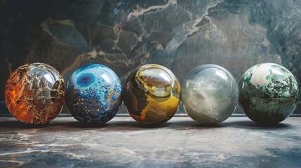 my top five high end premium Stone Spheres and mineral Spheres in my collection - obrazy, fototapety, plakaty