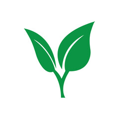 green leaf icon design concept flat vector illustration on white background..eps