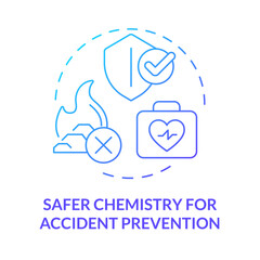 Accident prevention safer chemistry blue gradient concept icon. Material safety. Safe chemistry, risk reduce. Round shape line illustration. Abstract idea. Graphic design. Easy to use presentation