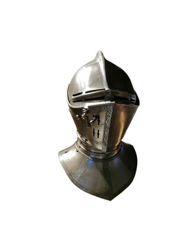Saint George metal helmet from a knight's armor on a transparent background