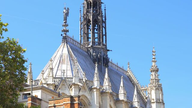 Apse of the Sainte-Chapelle church on sunny day in Paris, France