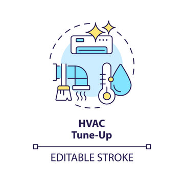 HVAC tune-up multi color concept icon. Preventive maintenance. Air duct diagnostics and cleaning. Round shape line illustration. Abstract idea. Graphic design. Easy to use in promotional material