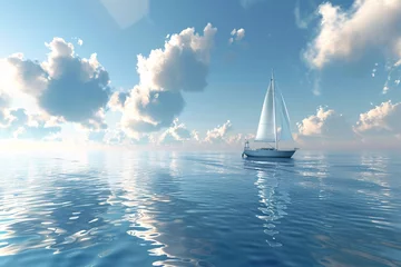 Deurstickers a sailboat in the water © Georgeta