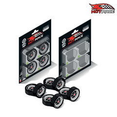 two isometric car wheel boxes, one closed and one open, on a white background