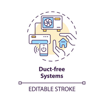 Duct free system multi color concept icon. Ductless mini-split systems. HVAC type. Round shape line illustration. Abstract idea. Graphic design. Easy to use in promotional material