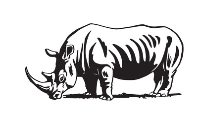 Graphical rhino isolated on white background,vector tattoo illustration	