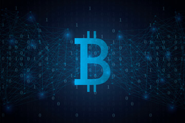 Bitcoin blockchain crypto currency digital encryption, Digital money exchange, Technology global network connections background concept