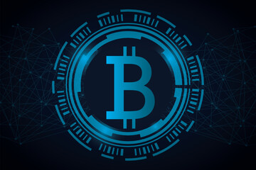 Bitcoin blockchain crypto currency digital encryption, Digital money exchange, Technology global network connections background concept