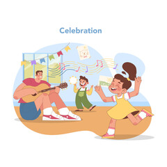 Kindergarten celebration. Flat vector illustration