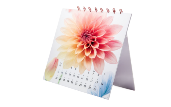 Modern Desk Calendar Mockup Isolated on Transparent Background