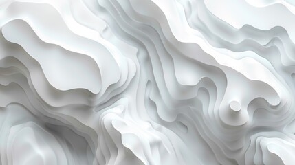 Minimalist White Abstract Topography Background - obrazy, fototapety, plakaty