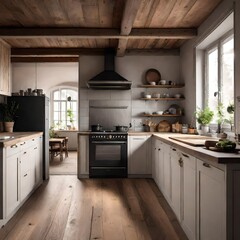 modern wooden kitchen interior