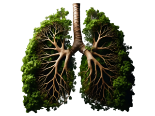  Human lungs made with branches of tree is concept of Healthy enviornment to save the nature save the health in world enviornment day on white background