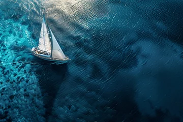 Deurstickers a sailboat on the water © Georgeta