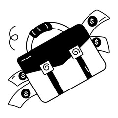 A scalable line icon of money briefcase 