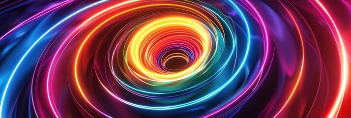 Colorful Glowing Circles in a Hypnotic Spiral