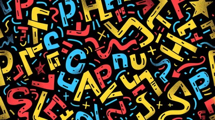 Bold Colorful Letters on Black Background