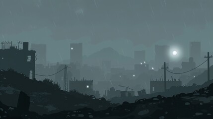 A dark depressed city background created with Generative AI Technology