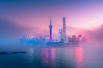 Shanghai Pudong Futuristic Skyline