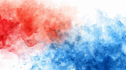 Watercolor red and blue colors smoke on white background - obrazy, fototapety, plakaty