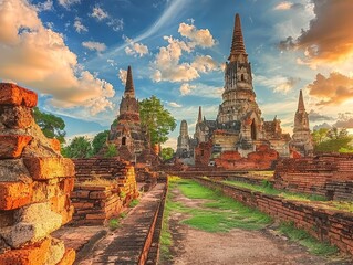 Ayutthaya's Historic Ruins - obrazy, fototapety, plakaty