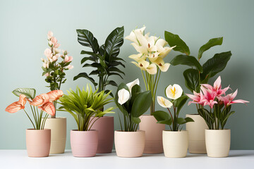 Houseplant flowers in pot isolated on background